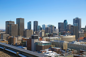 Fototapeta na wymiar Montreal city skyline taken in the day