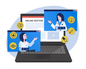 Illustration of online doctor. Online medical consultation concept