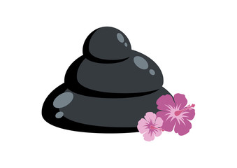 Massage stones with flower vector. Lava stones isolated on a white background. Pile of massage stones vector. Lava stones with flower icon vector