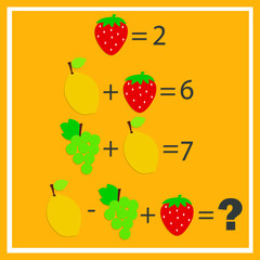 Counting games for kids and adults. Educational math game. Result. Crossword for social networks. Rebus. Riddle for the mind. Riddle with numbers. Vector