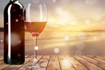 Bottle and Glass of Red Wine