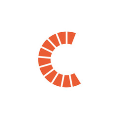 Elegant letter C alphabet symbol, identity logo for business, sun rays logo symbol. Stock vector illustration isolated on white background.