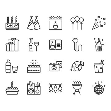 Birthday and Party icon set.Vector illustration