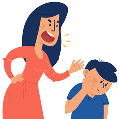 Concept violence and abuse against children. Family conflict situations. Vector