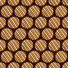 Fototapeta premium Abstract seamless pattern of hand drawn striped circles. Color vector background.