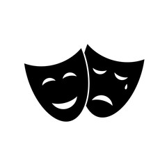 Vector theatre masks icon isolated on white background