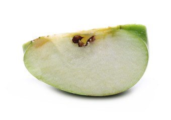 Green apple slice isolated on white background
