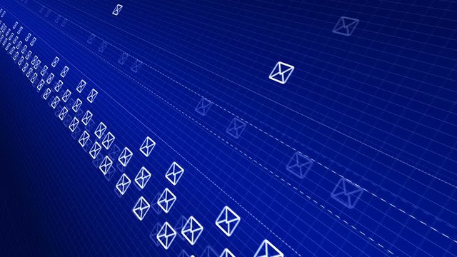 Envelope, E-Mail, flying mails abstract background. Seamless loopable background.