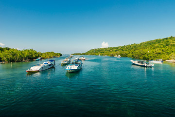 Lembongan tropical island is a main popular balinese attractions, famous for the clear, aqua blue water and activities like diving and snorkeling in Bali, Indonesia.