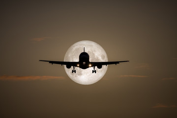 air plane full moon