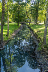 Natural Sulfur Spring in Latvia on a Sunny Day