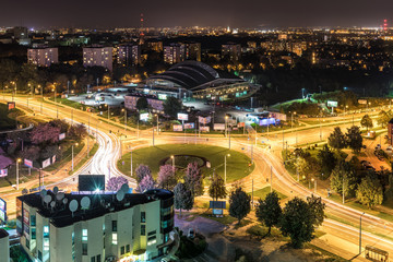 Fototapeta na wymiar Nocna panorama miasta Lublin, Polska