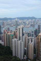 Panorama urbain et baie de Hong Kong
