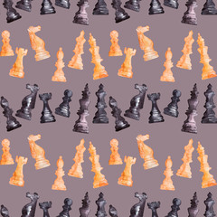 Watercolor background picture Chess pieces