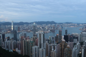 Paysage urbain et baie de Hong Kong	