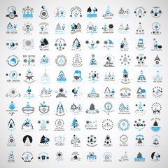 Christmas Icons And Elements Set - Isolated On Gray Background - Vector Illustration, Collection Of Xmas Icons For Label, Sticker, Christmas Tree, Santa Claus Icon And Logo. Merry Christmas Typography