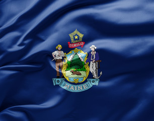 Waving state flag of Maine - United States of America