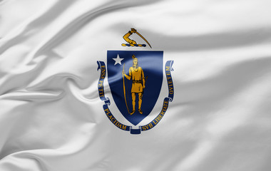 Waving state flag of Massachusetts - United States of America