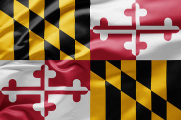 Waving state flag of Maryland - United States of America