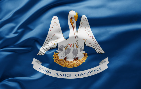 Waving state flag of Louisiana - United States of America