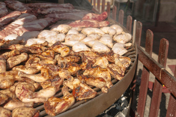 parrillada, carne a la brasa, calle