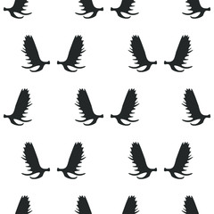 Moose antler silhouette seamless vector pattern, simple vintage design.