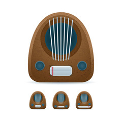Retro radio. Old radio realistic vector illustrations set. Part of set.