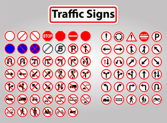 Set Traffic Signs,Prohibition,Warning Red circle Symbol Sign Isolate on White Background,Vector Illustration