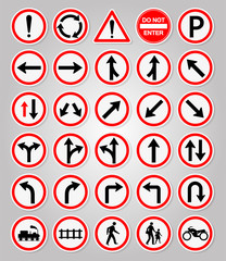 Set Traffic Signs,Prohibition,Warning Red circle Symbol Sign Isolate on White Background,Vector Illustration