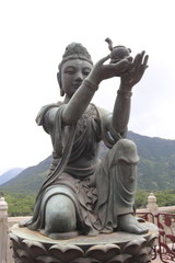 Statue du monastère de Po Lin, île de Lantau à Hong Kong	