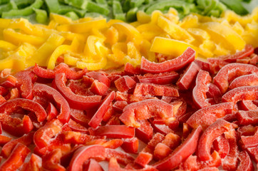 Peppers slices frozen of three colors 