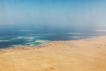 Desert and sea aerial shot