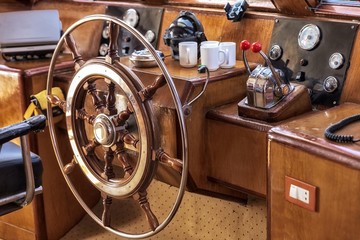 Cockpit of boat in sunlight