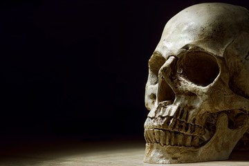 Human skull close up photo
