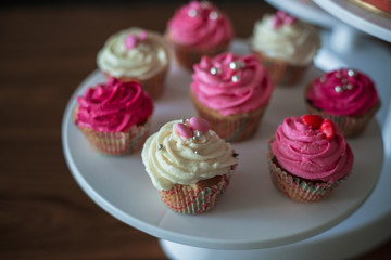 Plate with Cupcakes in the coffee house