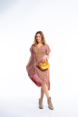 Beautyfull woman in Studio in Modern autum fashion