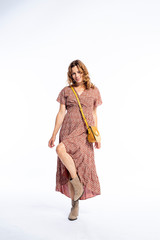 Beautyfull woman in Studio in Modern autum fashion