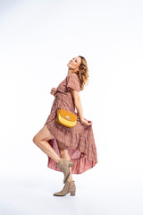 Beautyfull woman in Studio in Modern autum fashion