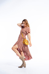 Beautyfull woman in Studio in Modern autum fashion