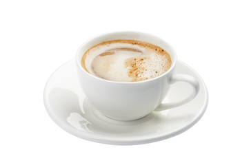 cup of cappuccino on a white background