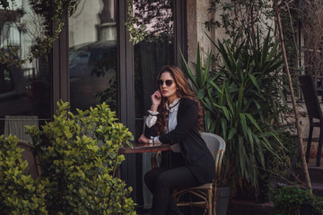 Beautiful woman walks at Istiklal street, Istambul