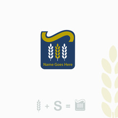 Wheat and silos simple flat logo design