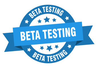 beta testing ribbon. beta testing round blue sign. beta testing