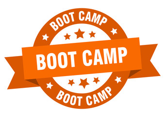 boot camp ribbon. boot camp round orange sign. boot camp