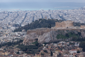 Panorama of the city of Athens from Lycabettus hill, Greece