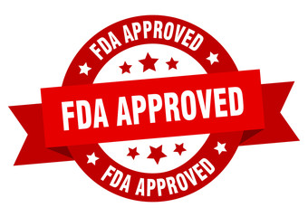 fda approved ribbon. fda approved round red sign. fda approved
