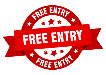 free entry ribbon. free entry round red sign. free entry