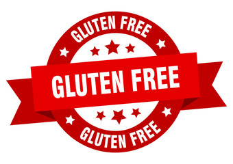 gluten free ribbon. gluten free round red sign. gluten free