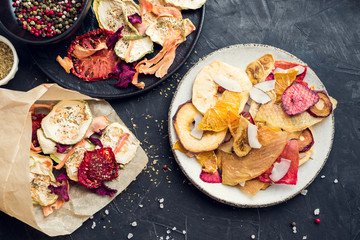 Healthy organic homemade fruit and vegetable chips