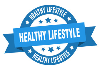 Obraz premium healthy lifestyle ribbon. healthy lifestyle round blue sign. healthy lifestyle